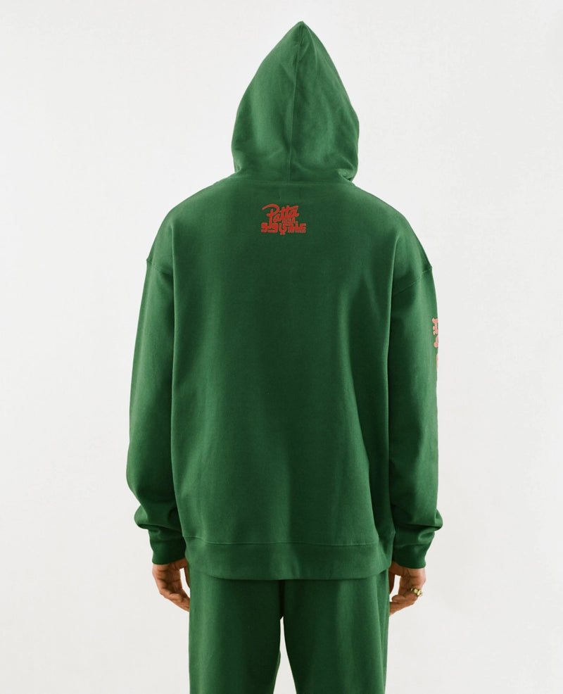 Patta x Andy Wahloo (Hassan Hajjaj) Script Logo Boxy Hooded Sweater (Eden) - Patta