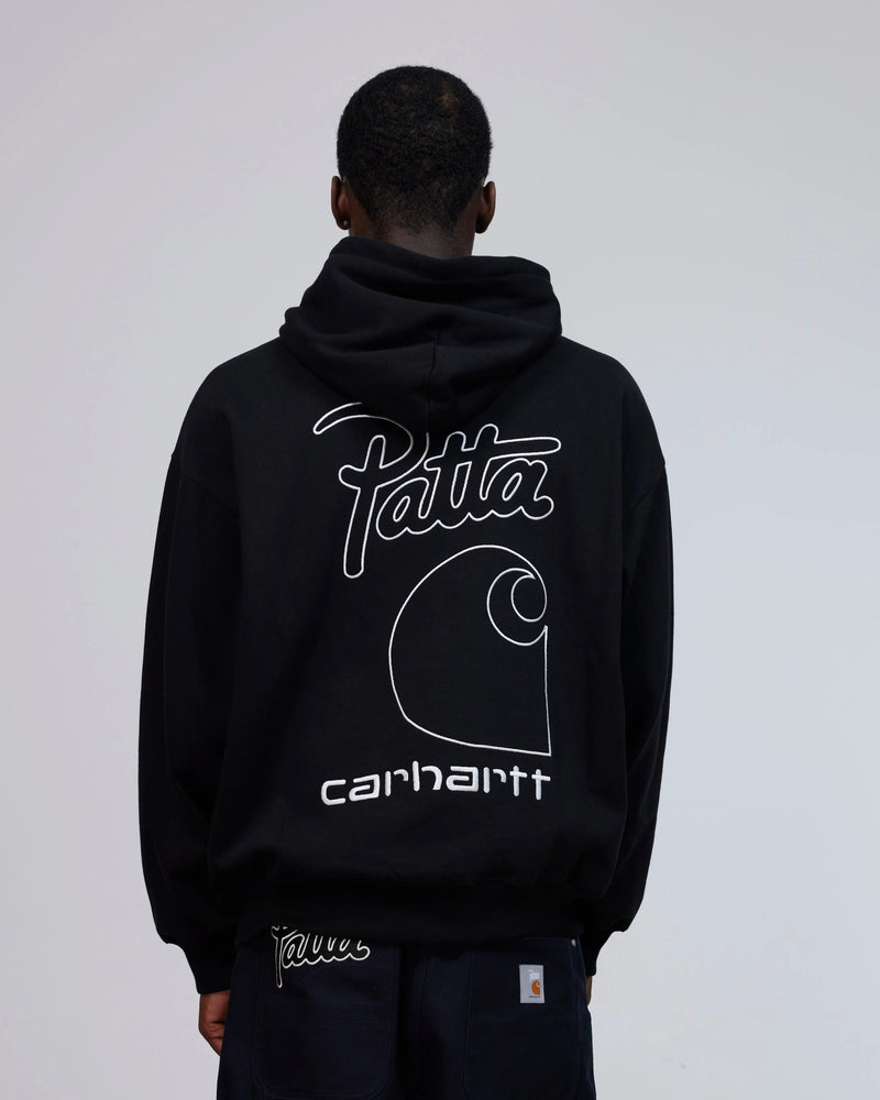 Patta x Carhartt Hooded Sweatshirt (Black) Patta x Carhartt