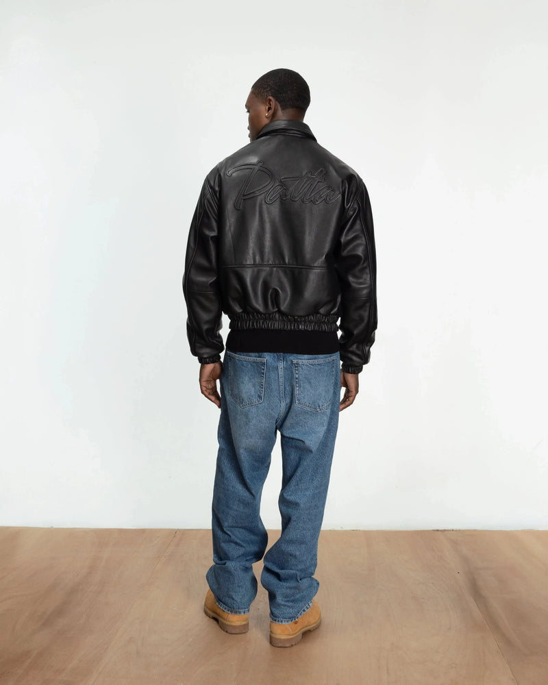 Patta Leather Bomber Jacket (Black) Patta