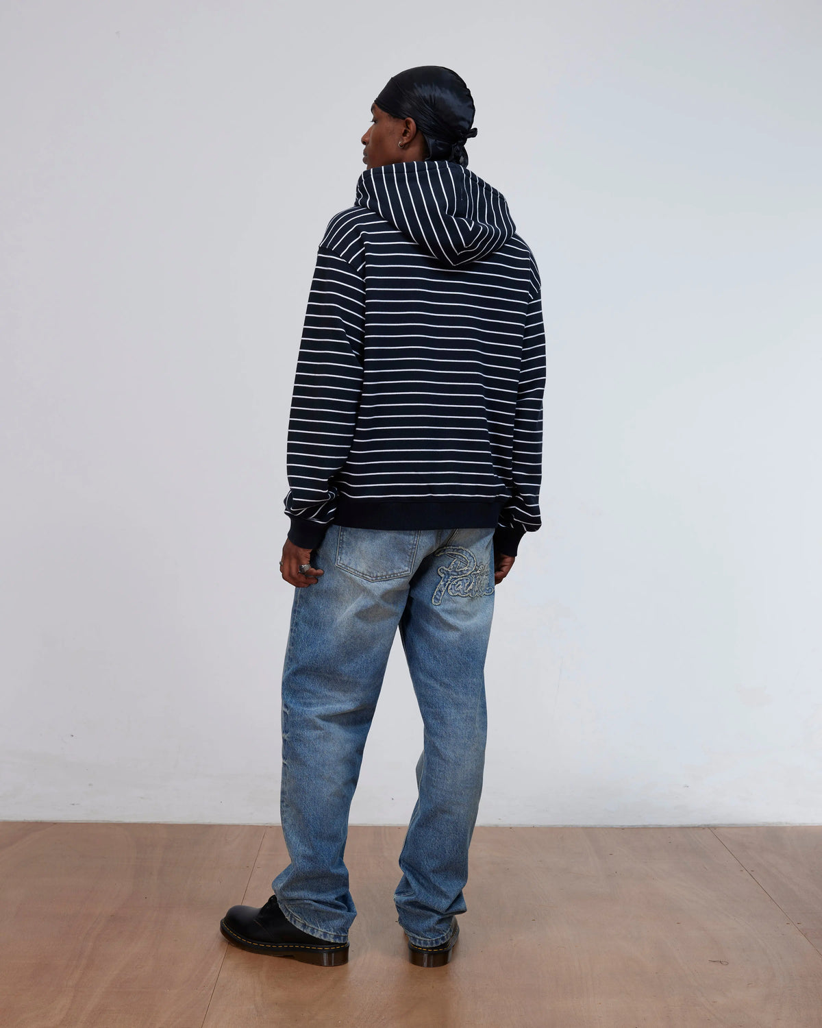 Patta Striped Zip Up Hooded Sweater (Black Iris) Patta
