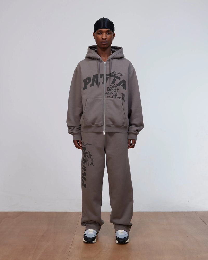 Patta Off Beat Zip Up Hooded Sweater (Brushed Nickel) Patta