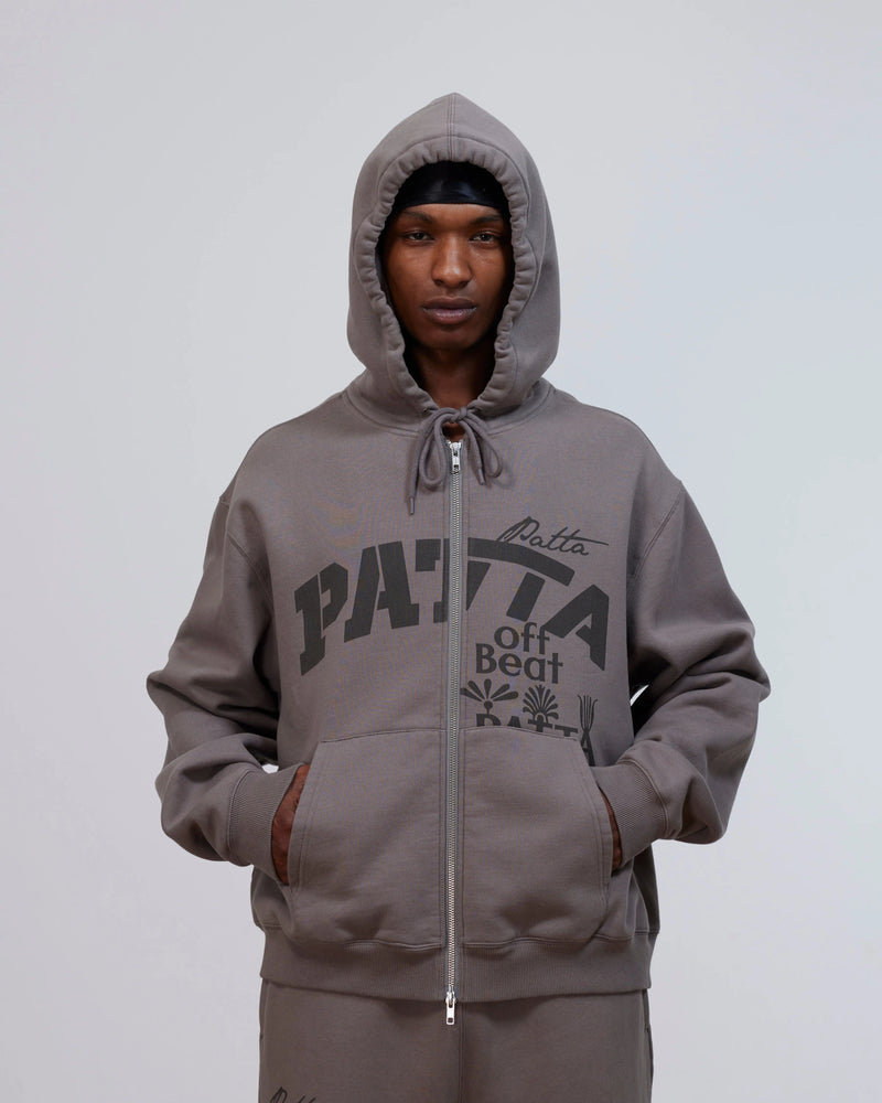 Patta Off Beat Zip Up Hooded Sweater (Brushed Nickel) Patta