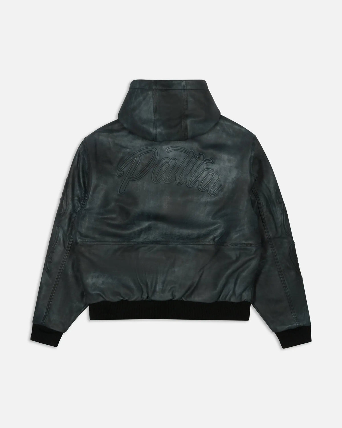 Patta Leather Hooded Bomber Jacket (Black) Patta