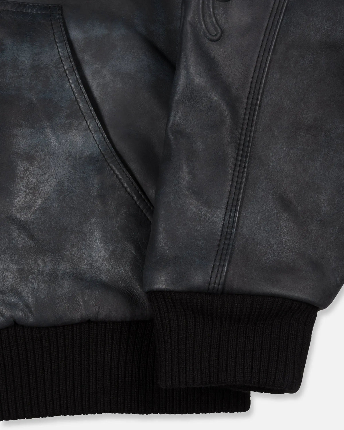Patta Leather Hooded Bomber Jacket (Black) Patta