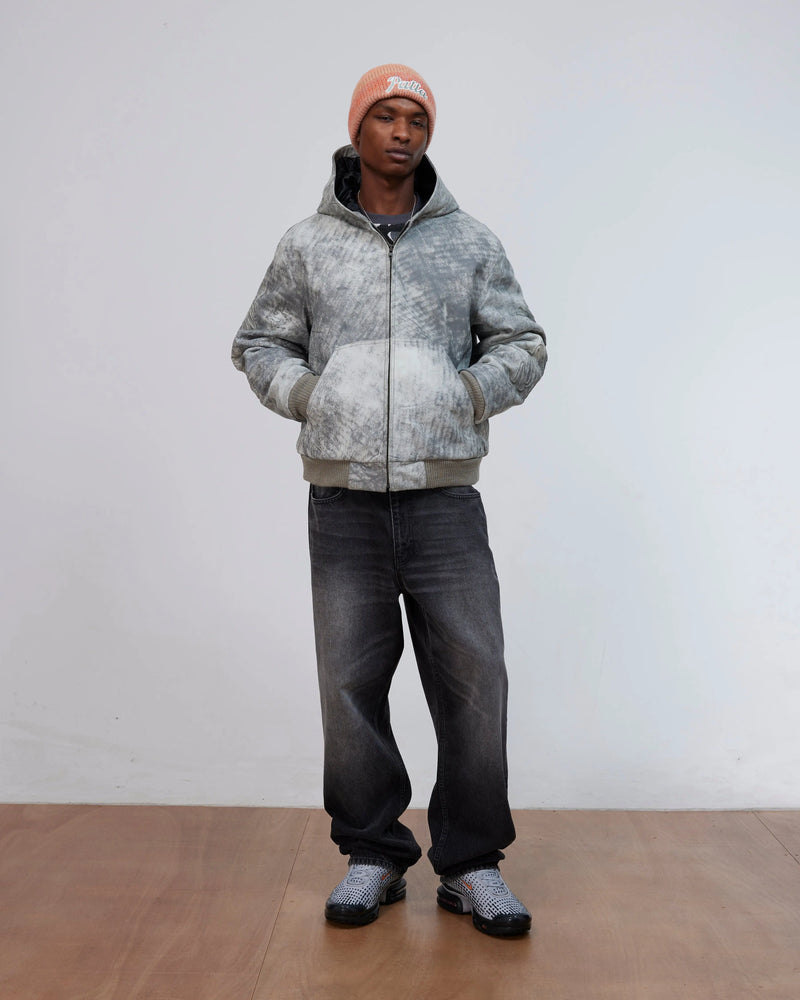 Patta Leather Hooded Bomber Jacket (Moonless Night) Patta